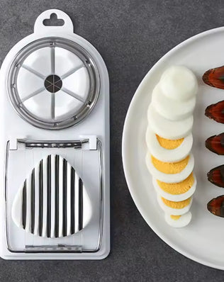 2-in-1 Stainless Steel Egg Cutting Tool for Slicing and Dividing Hard-Boiled Eggs