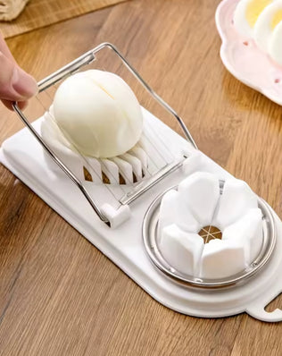 2-in-1 Stainless Steel Egg Cutting Tool for Slicing and Dividing Hard-Boiled Eggs