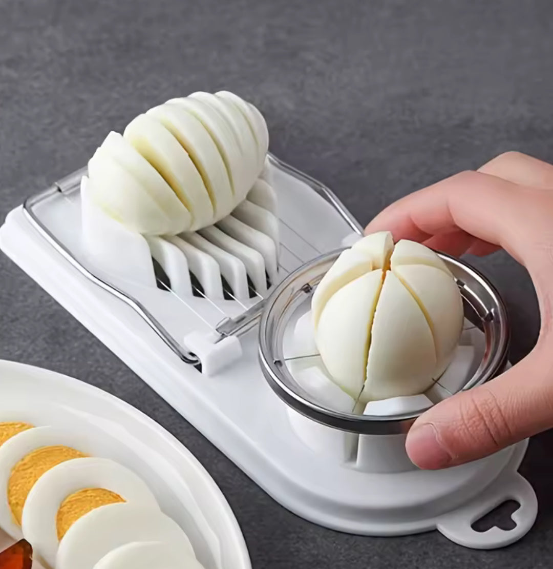 2-in-1 Stainless Steel Egg Cutting Tool for Slicing and Dividing Hard-Boiled Eggs