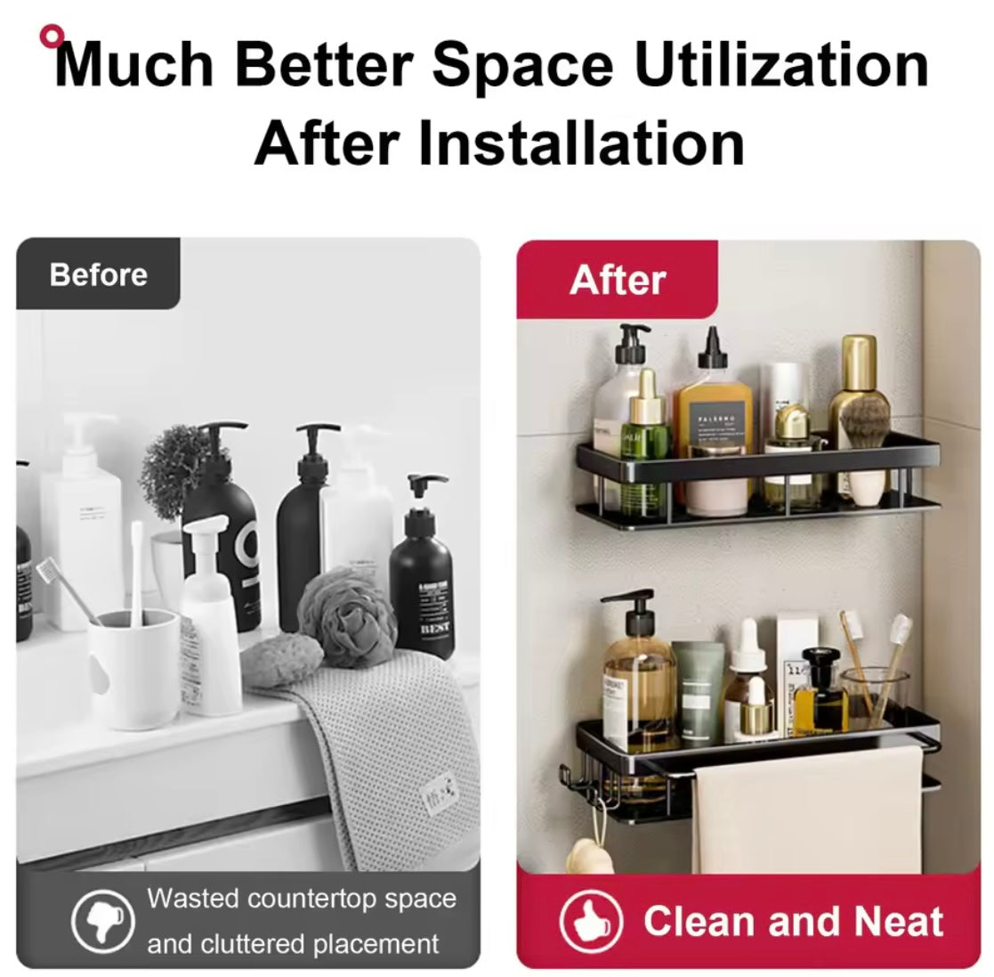 Bathroom Shelf for Shower & Toilet Storage